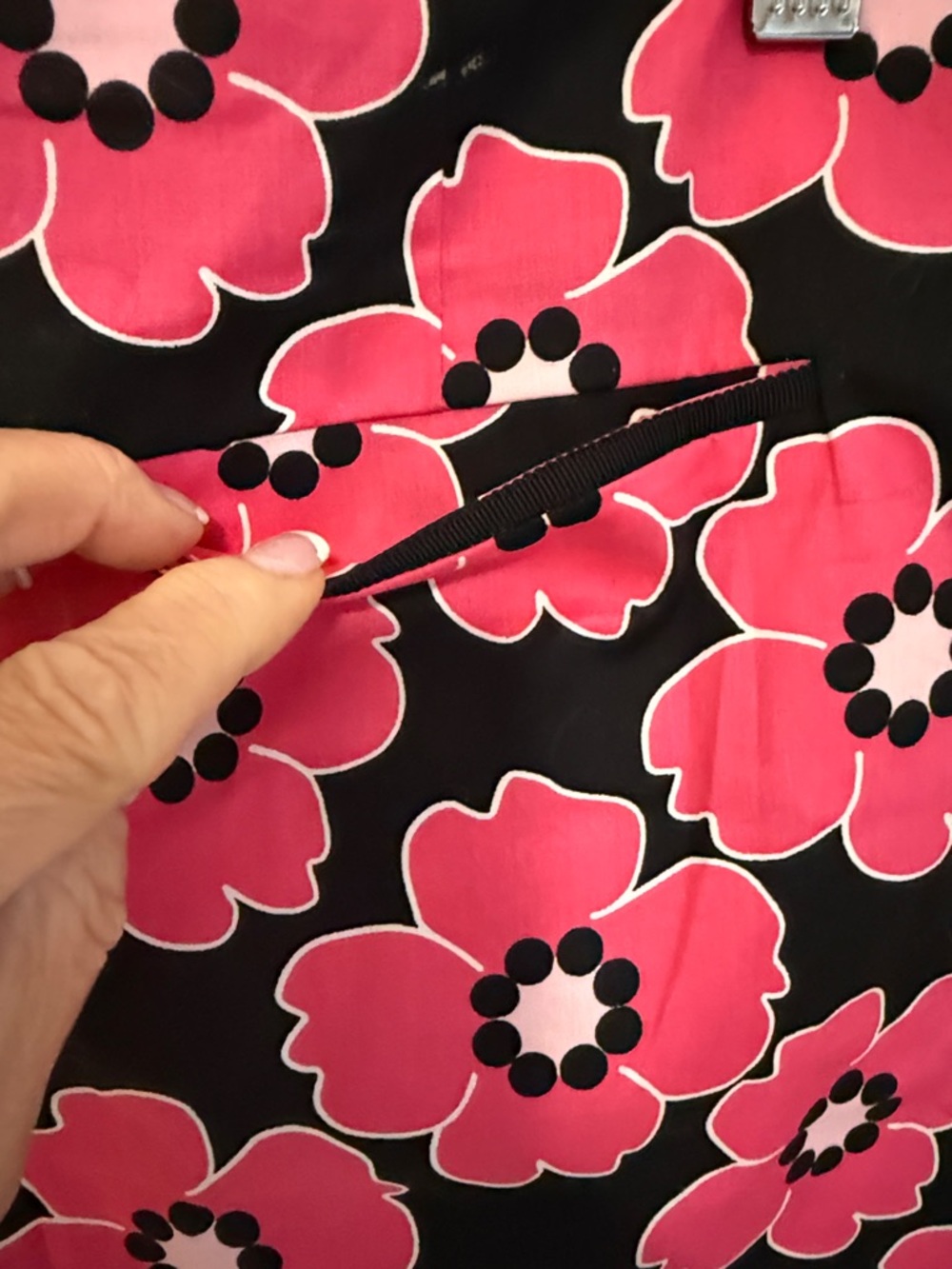 Golftini Black Mini Skirt with Bright Pink Floral Print - Picture 4 of 9